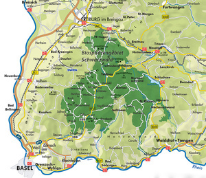 Karte vom Biosphrengebiet Schwarzwald. Grafik: BSG Schnau