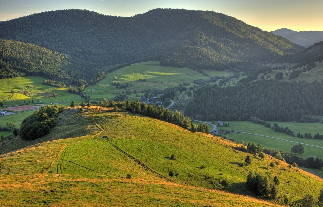 Bernau: Blick ber die Weidfelder am Scheibenfelsen bei Bernau-Dorf zum Blling. Foto: Erich Spiegelhalter